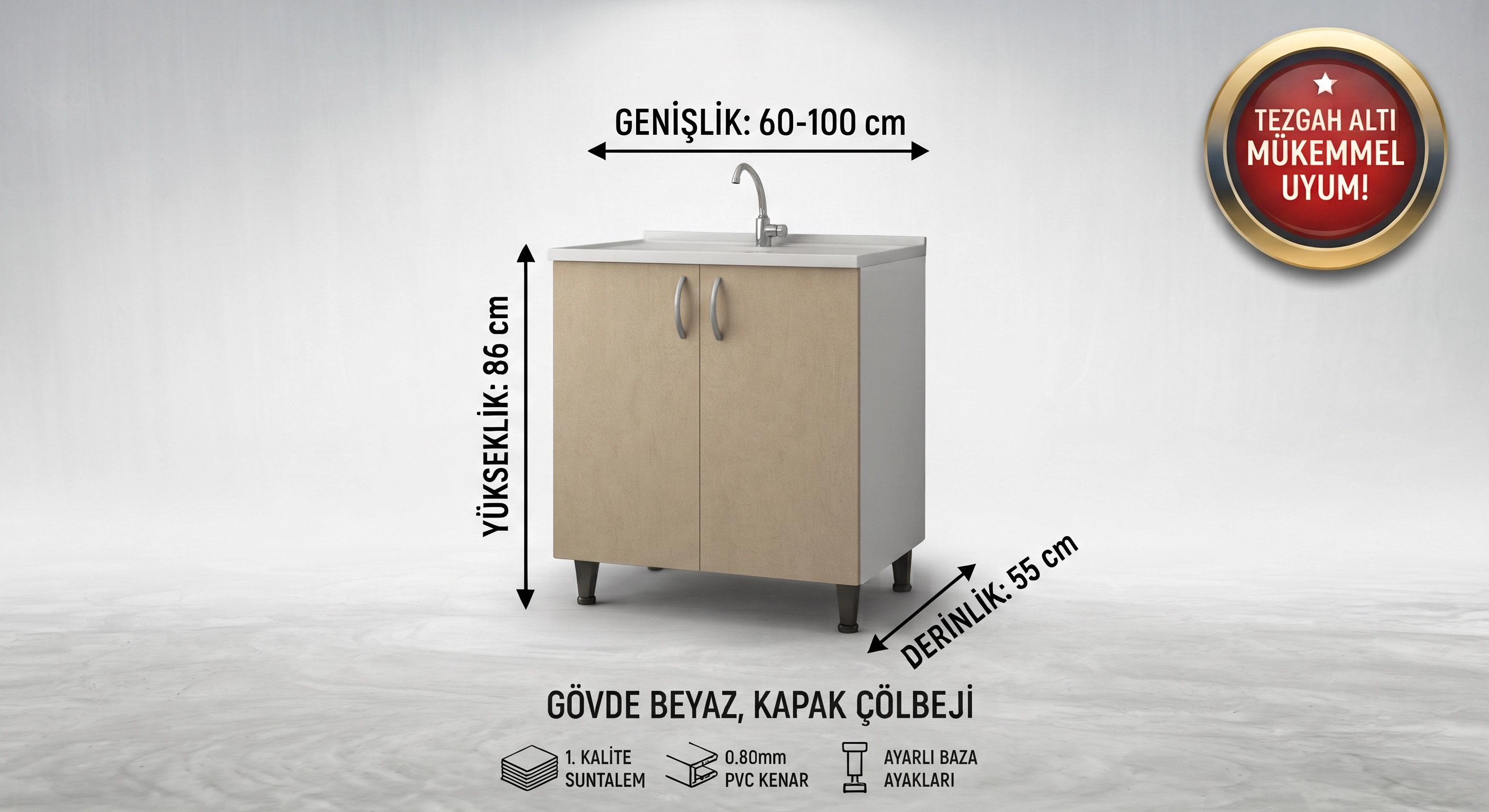 Mutfak Evye Dolabı Kum  Beji