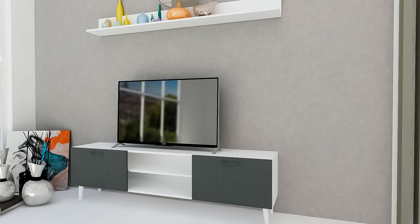 İncim Tv Ünitesi Beyaz/Atrasit