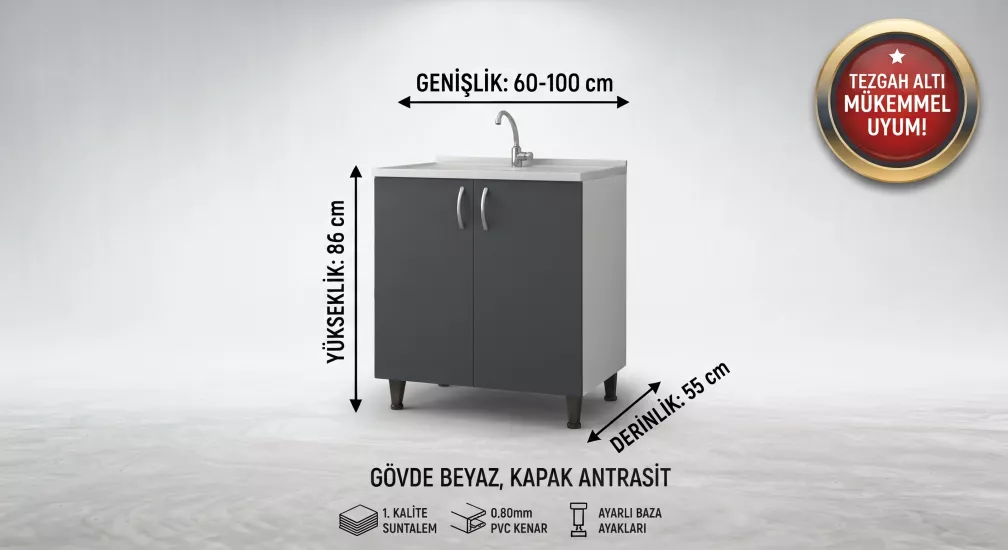 Mutfak modül Alt Dolabı 60cm 70cm 80cm genişlik