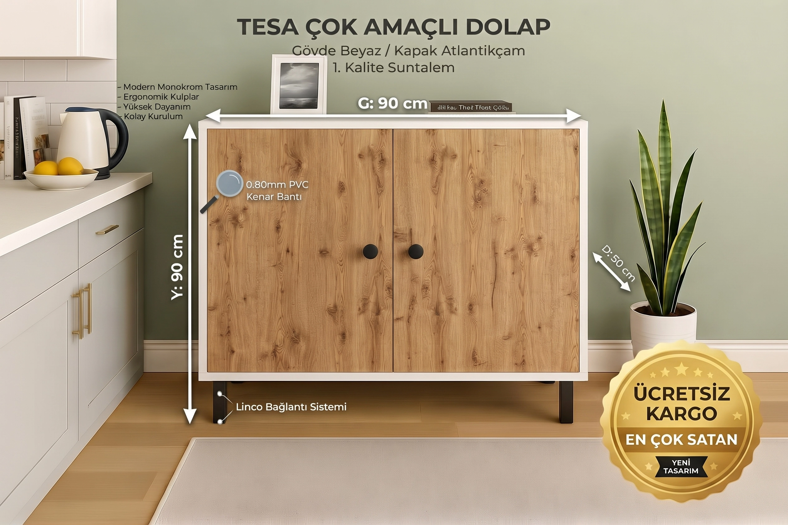 TESA ÇOK AMAÇLI DOLAP BEYAZ/ATLANTİK ÇAM