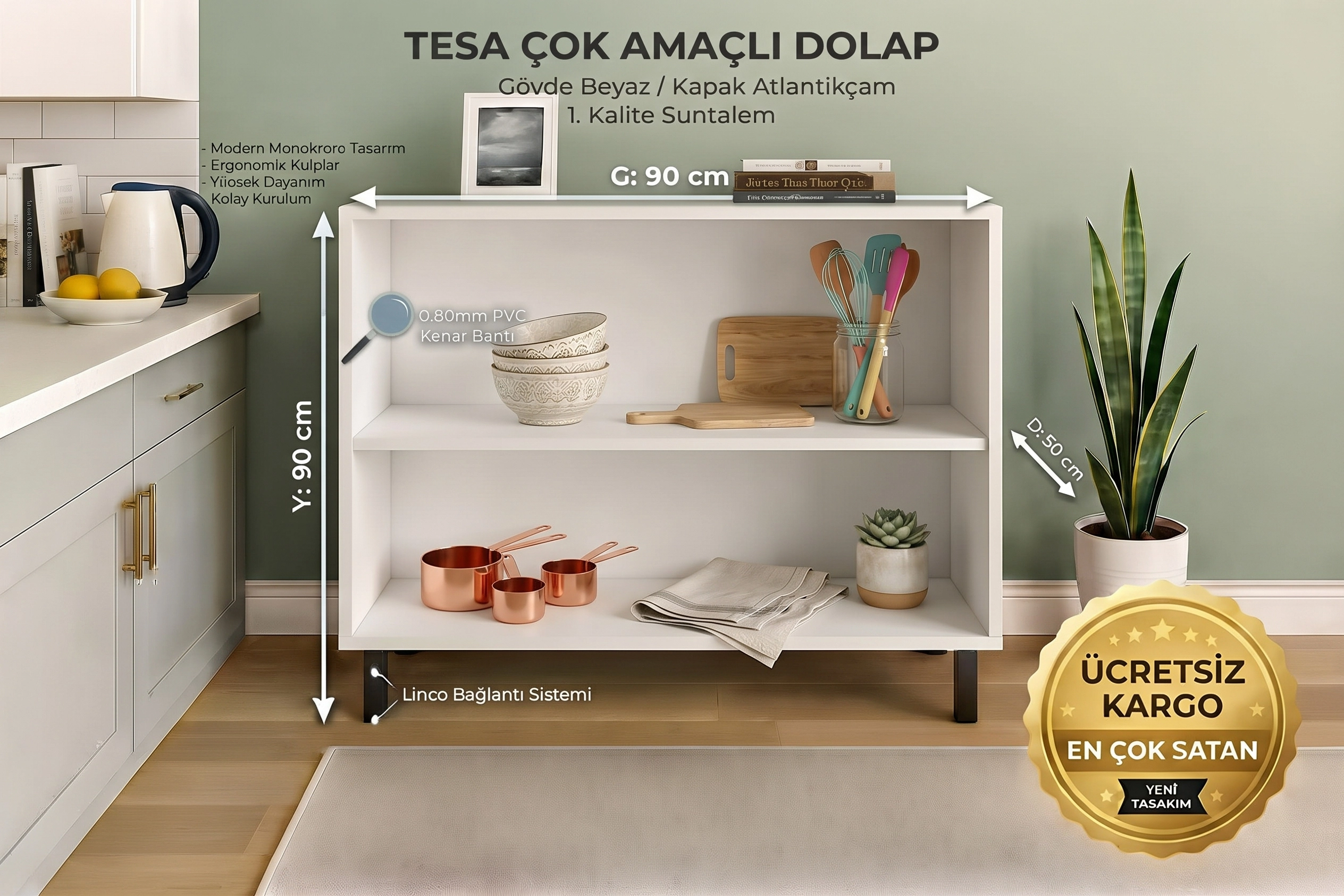 TESA ÇOK AMAÇLI DOLAP BEYAZ/ATLANTİK ÇAM